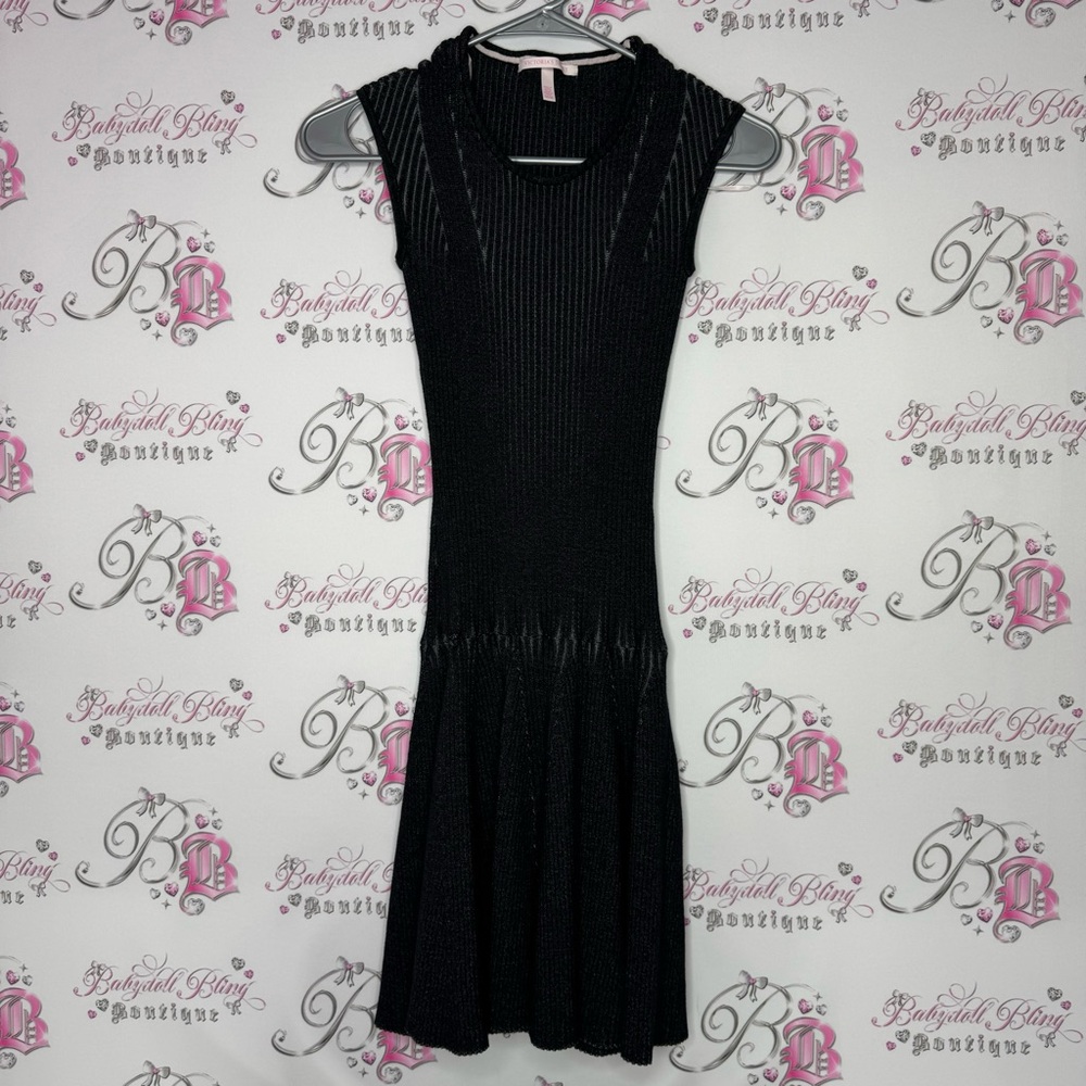 Victoria secret dress black grey stretchy ribbed tiered ruffle bottom *flaws* - Picture 8 of 13